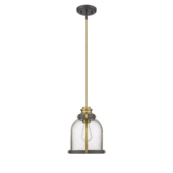 Burren 1 Light Mini Pendant, Bronze + Brass And Clear Seedy